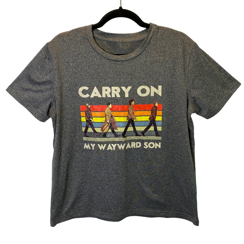 Supernatural Graphic Tee Women‎ Large Gray Carry On My Wayward Son Winchesters